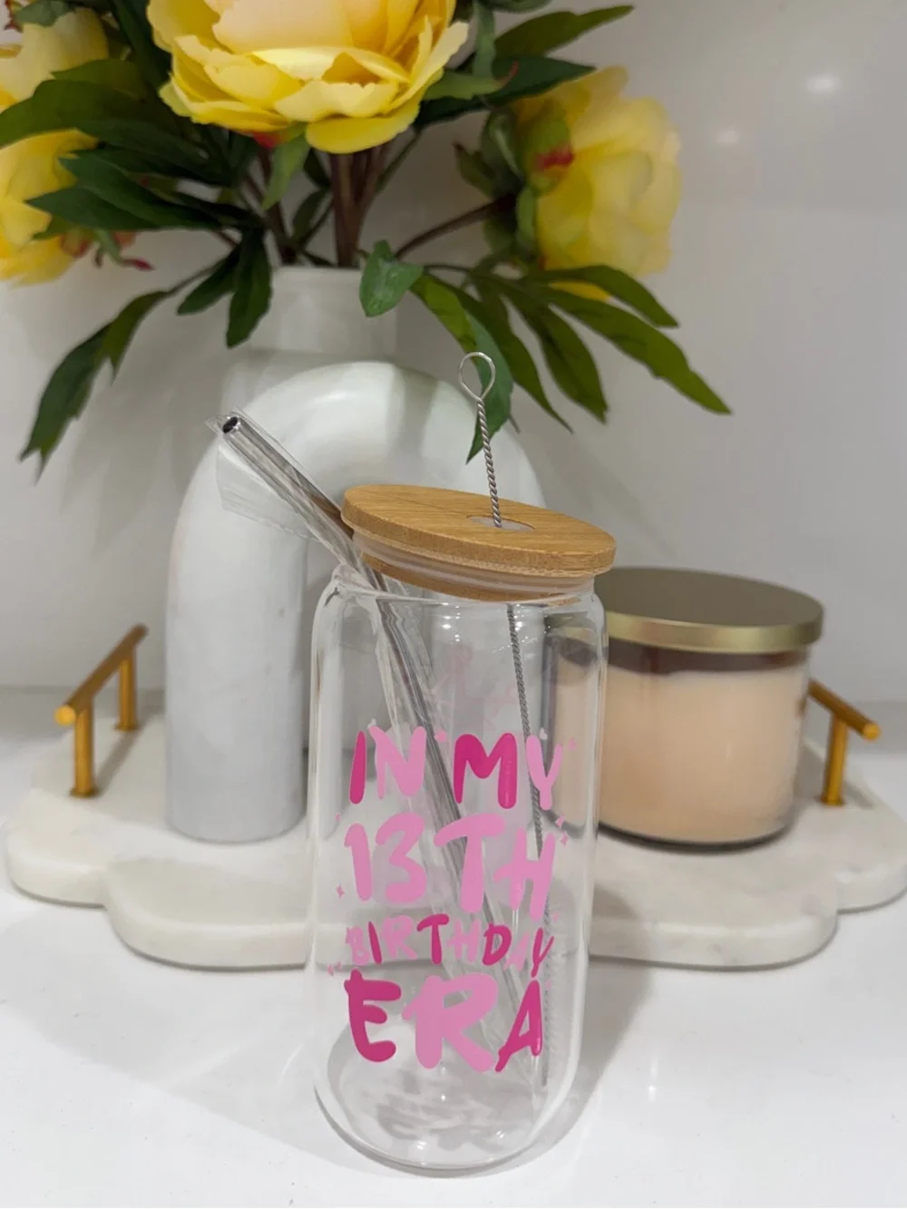 Pink '13th Birthday Era' Tumbler with Straw